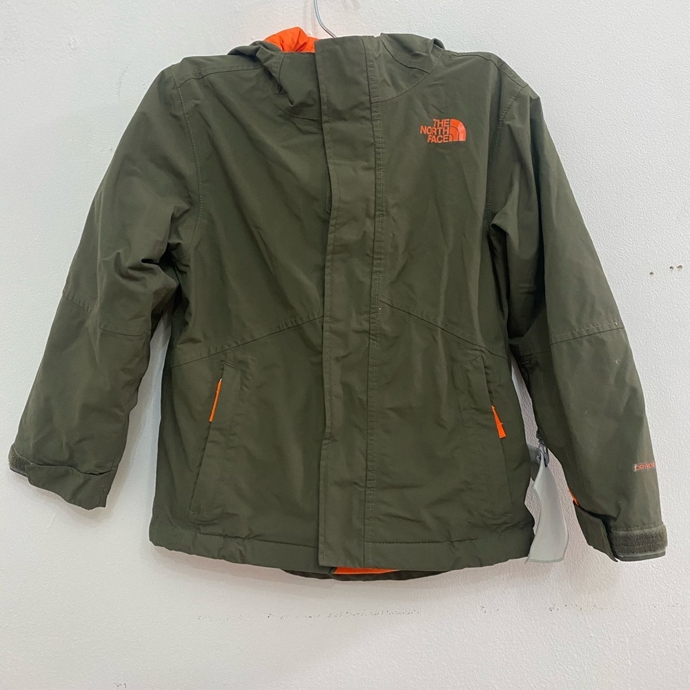 The North Face Olive Jacket with Orange Highlights